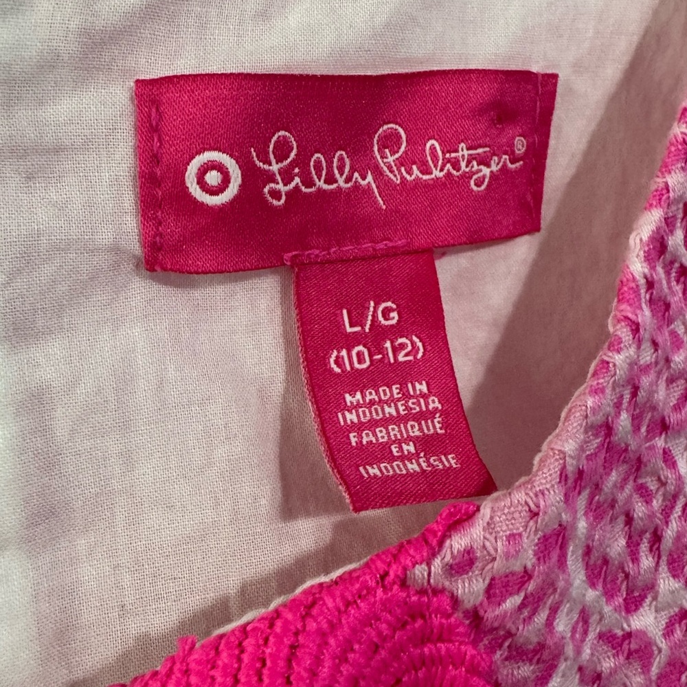 Lilly Pulitzer Pink Textured Knit Dress size 10-12 large lined - Picture 2 of 6